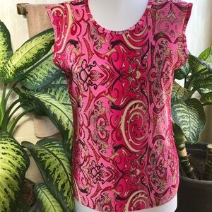 Pink and tan sleeveless top